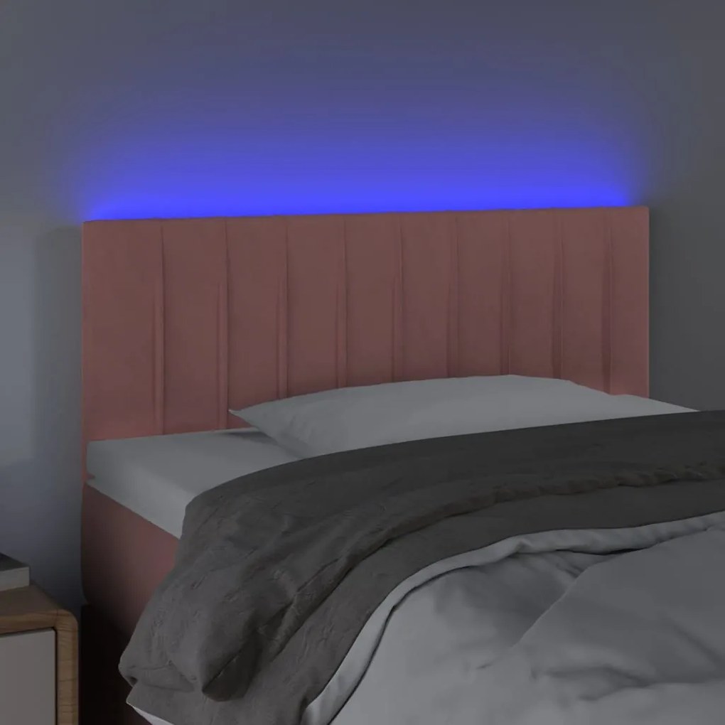 Testiera a led rosa 80x5x78/88 cm in velluto
