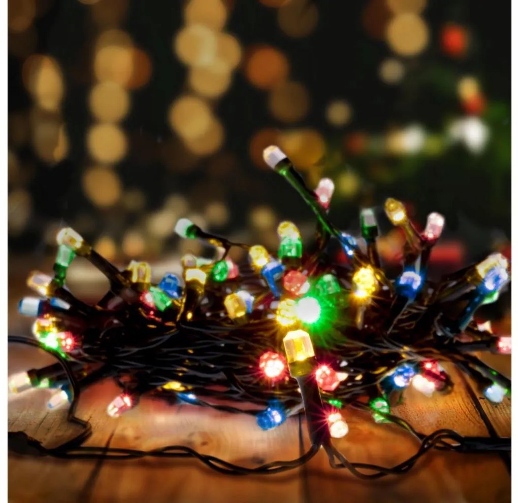 Brilagi - Catena luminosa natalizia per esterni a LED, 200 LED, 2 funzioni, 25 m, IP44, multicolore