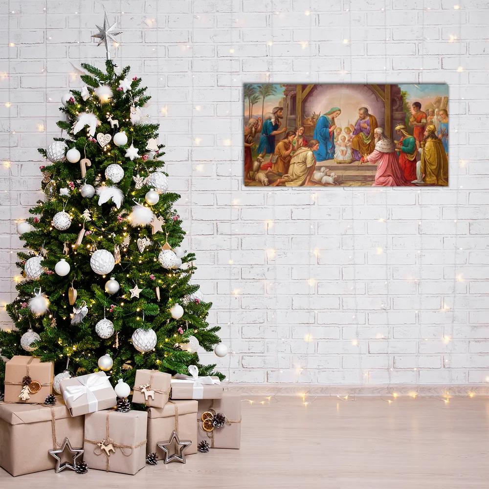 Quadro acrilico Gesù Natale stabile 100x50 cm