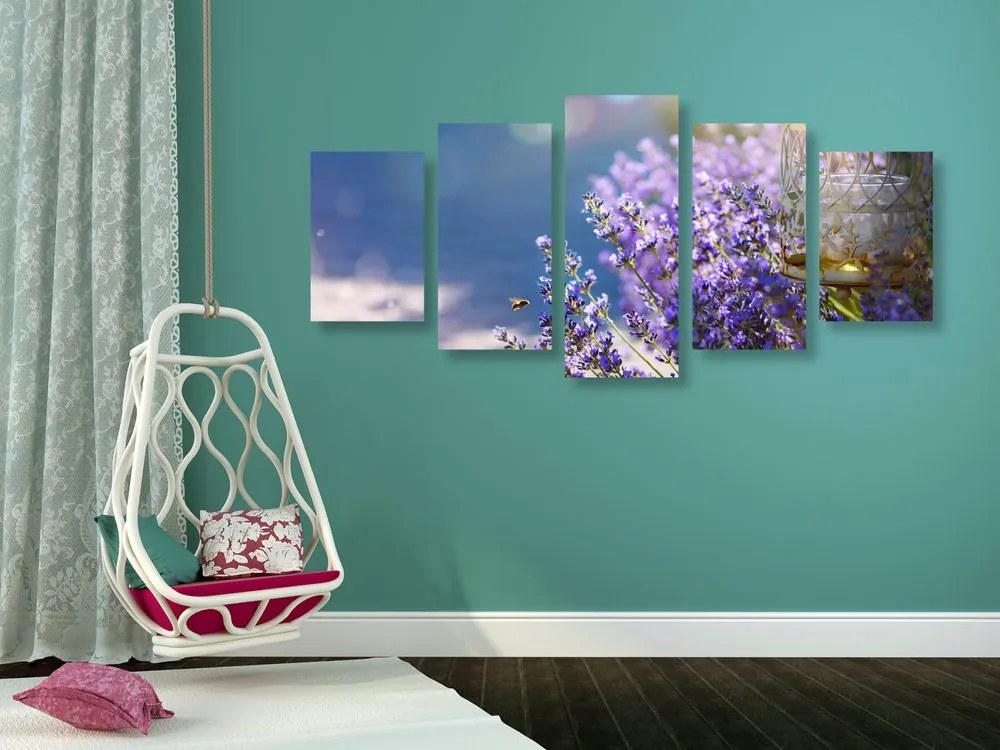 Quadri 5 pezzi – Giardino di lavanda