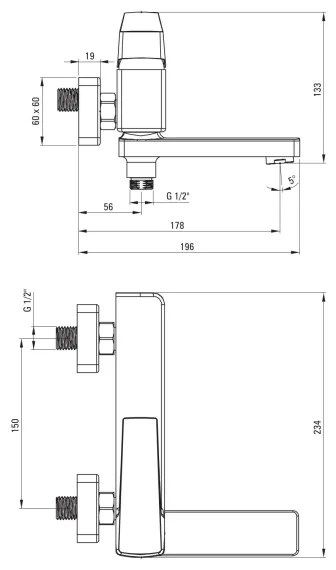 Deante BQL_012M - Miscelatore per vasca pieghevole BLUR, cromato lucido