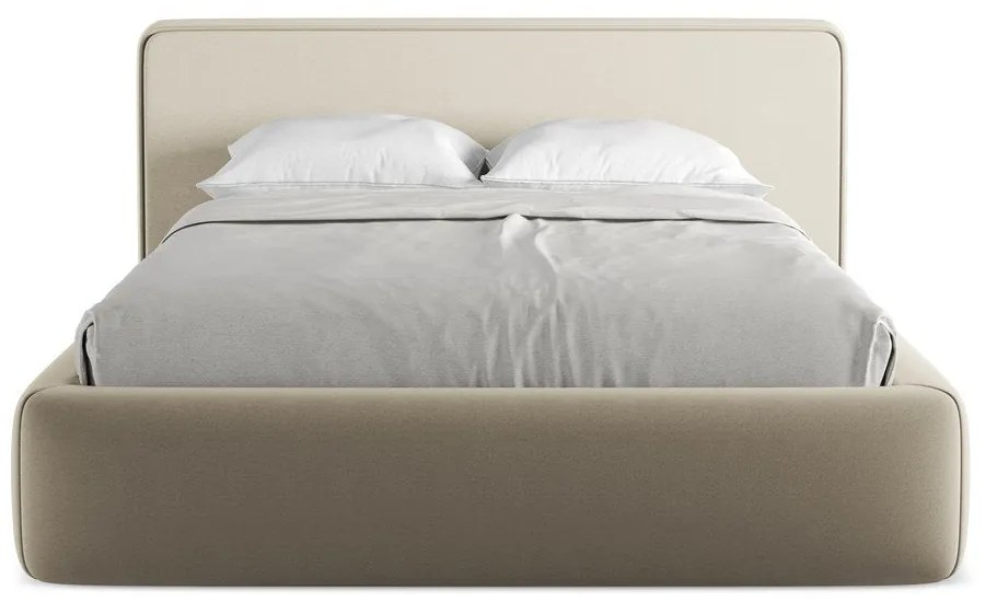 Letto matrimoniale imbottito beige con contenitore con griglia 140x200 cm Kiana - Makamii
