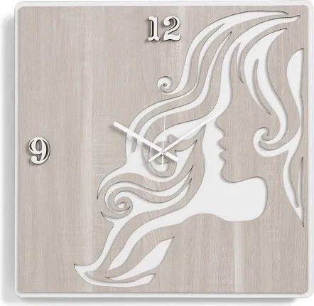 Orologio da parete moderno 50X50 WOMAN in legno laminato BRC