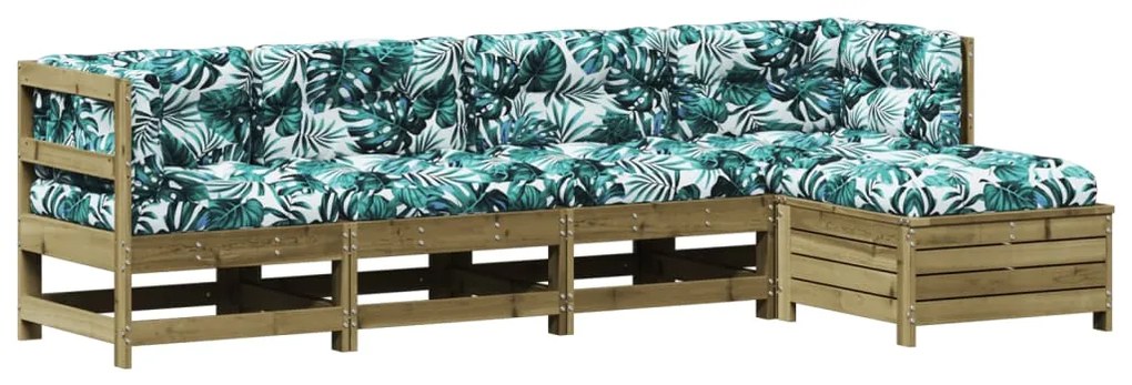 Set divani da giardino 5pz con cuscini legno impregnato di pino