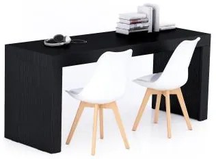 Scrivania Evolution 180x60, Nero Frassino con Due Gambe