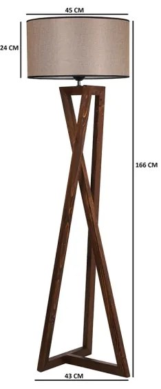 Lampada da terra MACKA 1xE27/60W/230V beige/marrone