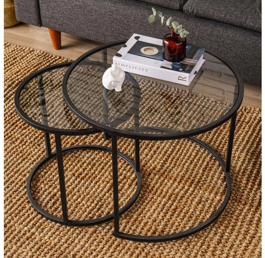 SET 2x Tavolino TOKYO diametro 42/60 cm nero