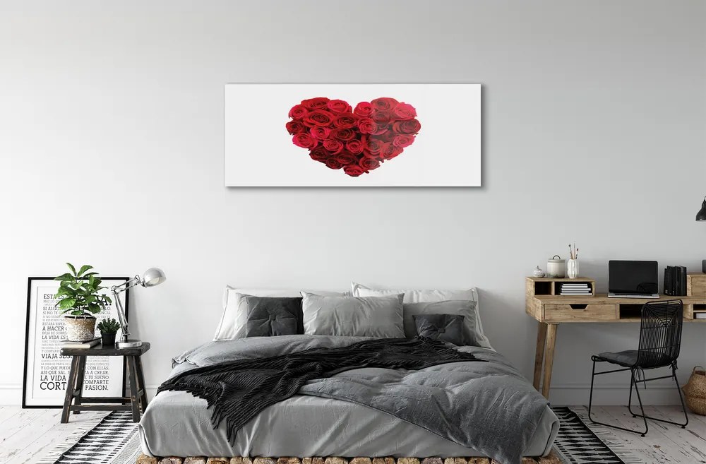 Quadro in vetro acrilico Cuore di rose 120x60 cm
