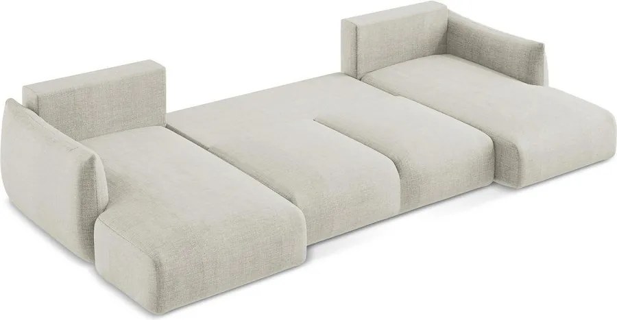 Divano angolare beige allungabile (a U) Leila – Makamii