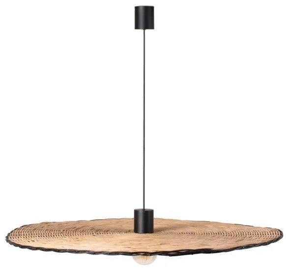 FARO 68590-70 - Lampadario su corda COSTAS 1xE27/15W/230V d. 100 cm nero/rattan