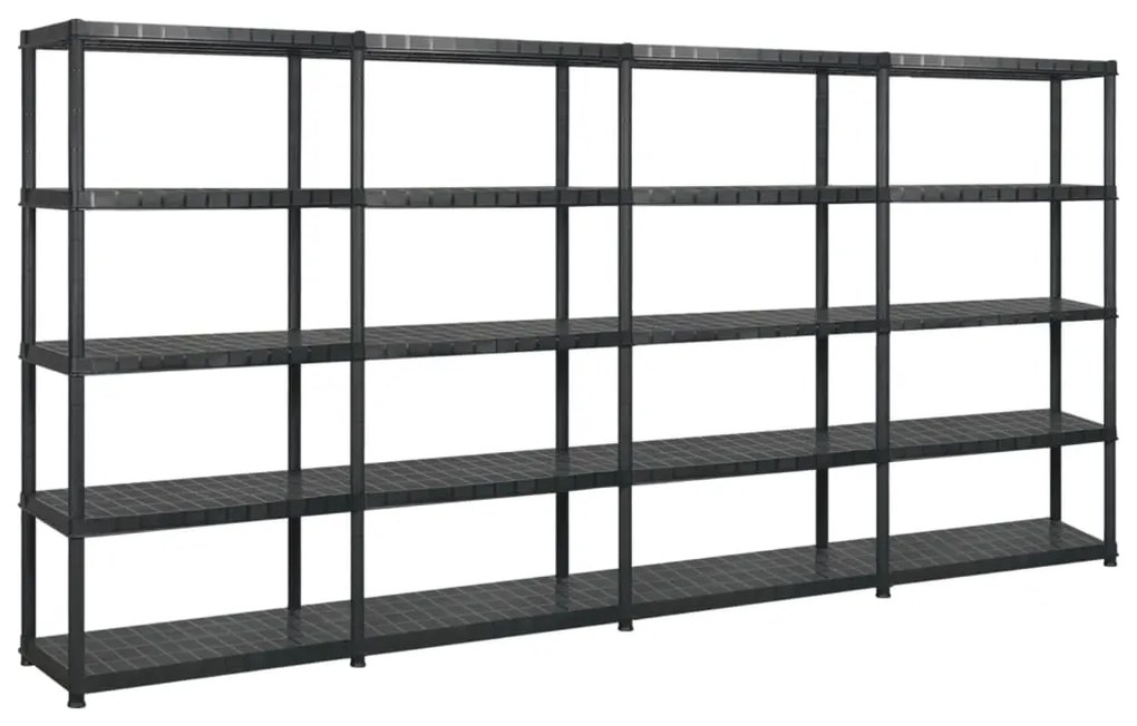 Scaffale A 5 Ripiani Nero 340x40x185 Cm İn Plastica /