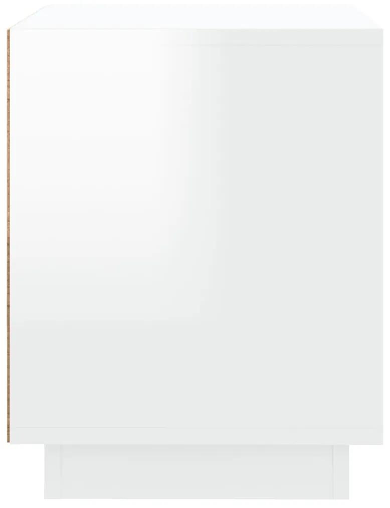 Comodino Bianco Lucido 44x35x45 cm in Legno Multistrato