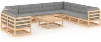 Set Divani da Giardino 11 pz con Cuscini Legno Massello di Pino cod mxl 44211