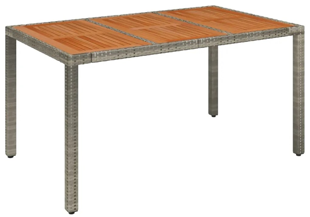 Tavolo da giardino piano in legno grigio 150x90x75cm polyrattan