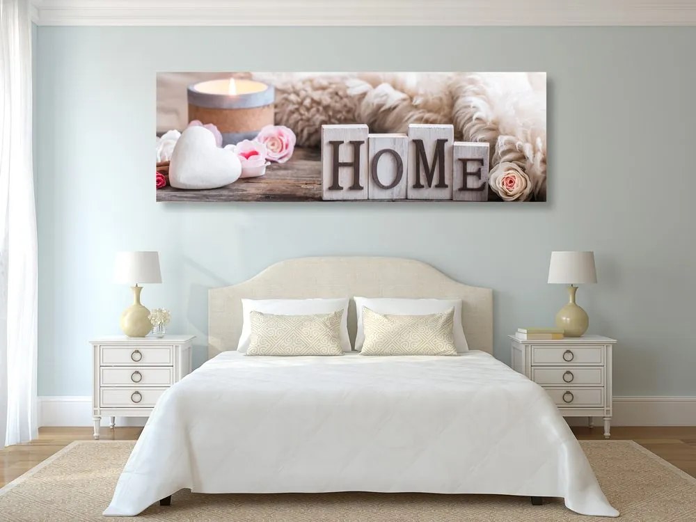 Stampa su tela – Natura morta con scritta Home
