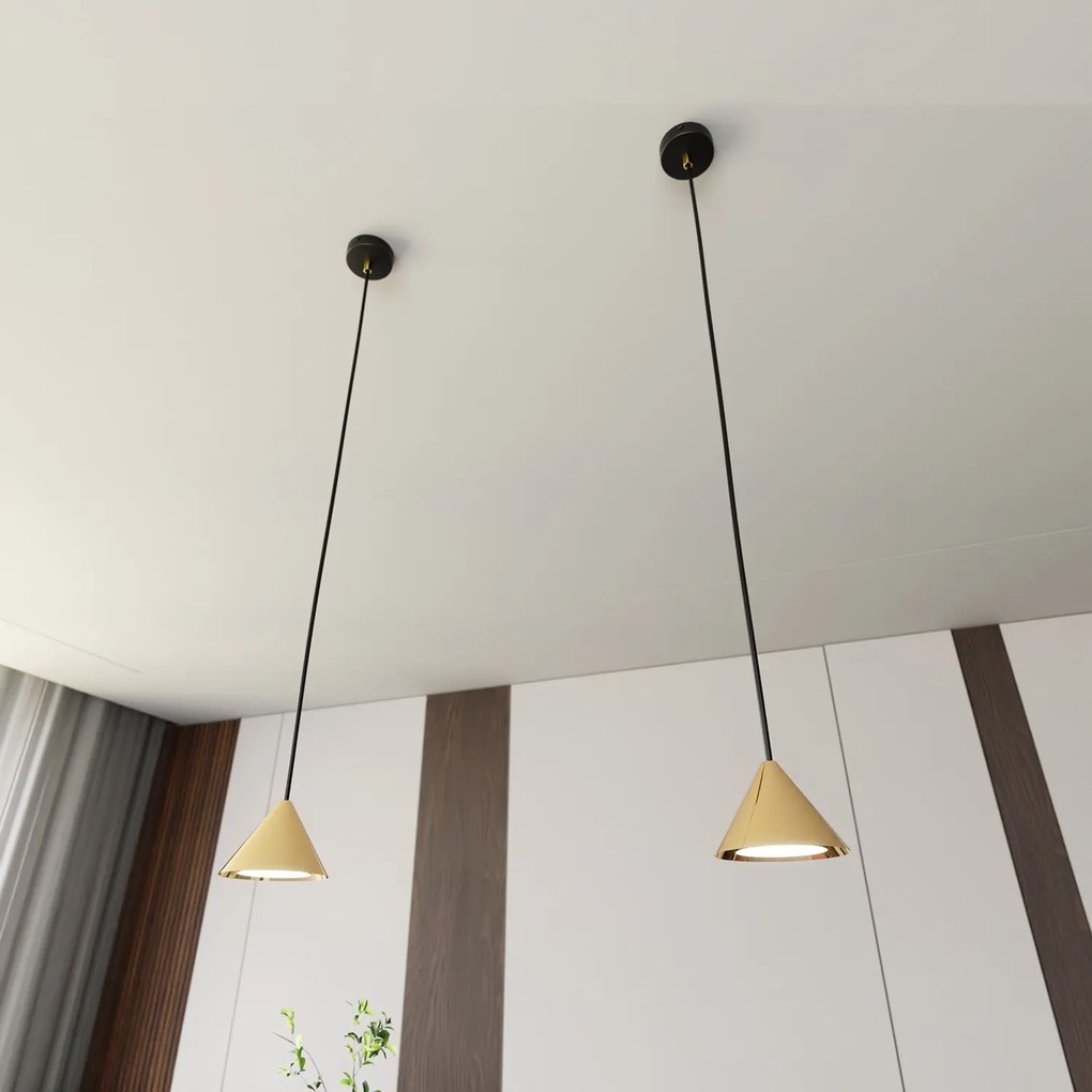 Sospensione Minimal Skadi 1 Luce In Acciaio Oro