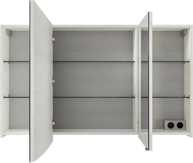 Specchio Contenitore Contea Con Illuminazione PELIPAL sinistro rovere bianco L 120 x H 70 x P 17 cm, completo di presa ed interuttore