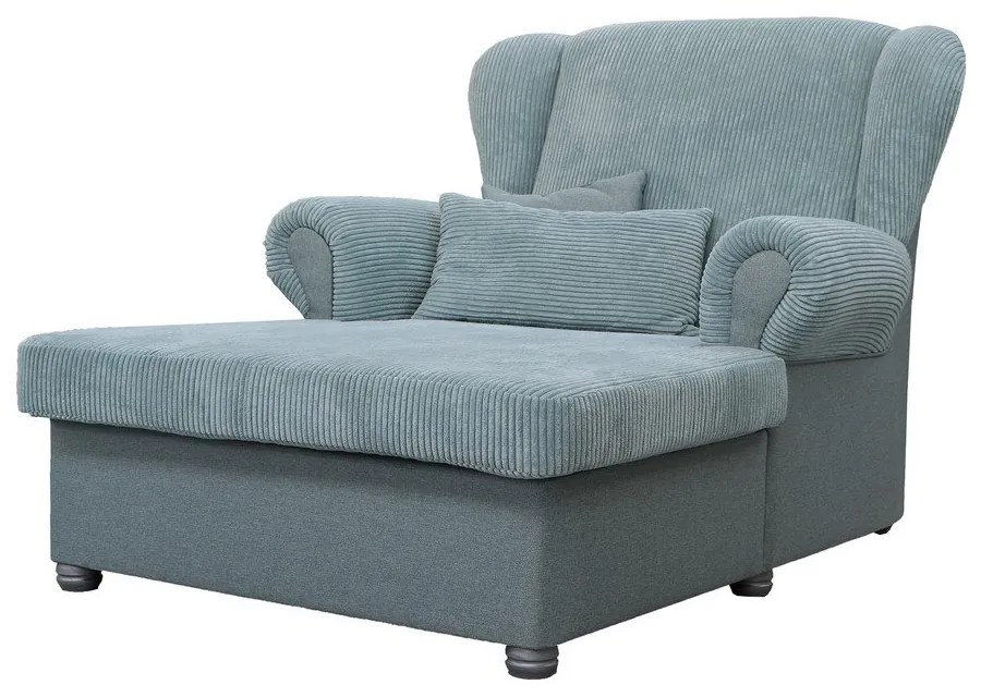 Chaise longue blu polveroso con rivestimento in velluto a coste Lord – Ropez