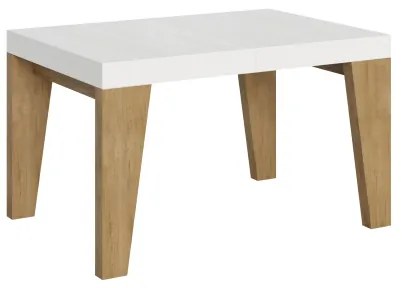 Tavolo allungabile 90x130/234 cm Naxy Mix piano Bianco Frassino - gambe Quercia Natura