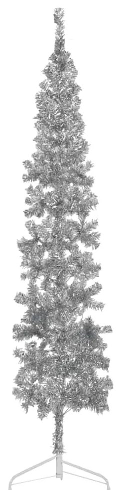 Albero Natale Artificiale Sottile A Metà Supporto Argento 240cm /