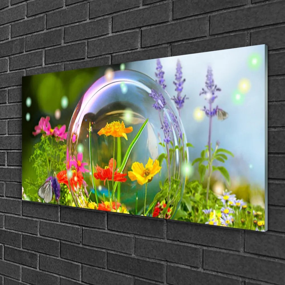 Quadro in vetro Fiori Pianta naturale 100x50 cm