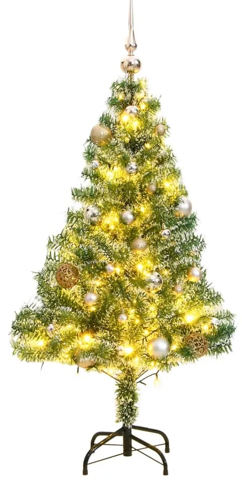 Albero Natale Artificiale 150 LED Palline e Neve Fioccata, Albero Natale Artificiale 150 LED Palline e Neve Fioccata 120cm