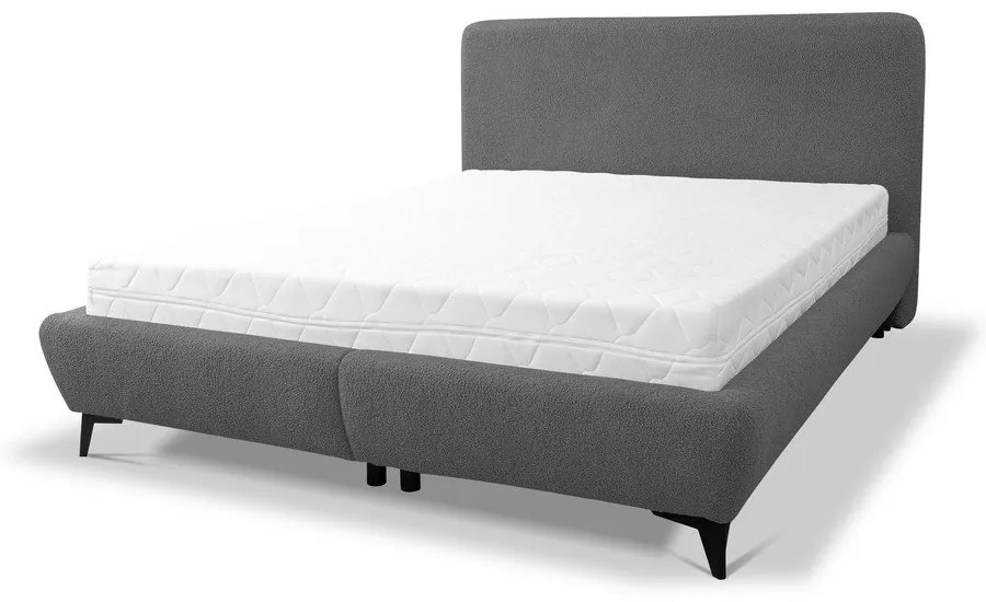 Letto matrimoniale imbottito grigio scuro con contenitore con rete inclusa 160x200 cm Makapu – Makamii