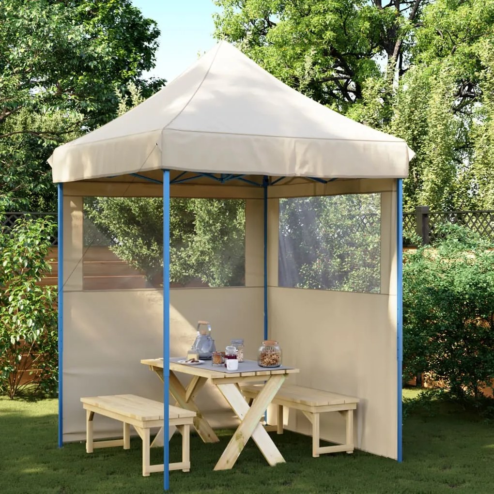Tendone Per Feste Pieghevole Pop-up Con 2 Pareti Beige /