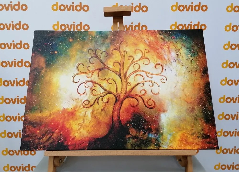 Quadro su tela – Albero della vita con astrazione dell'universo