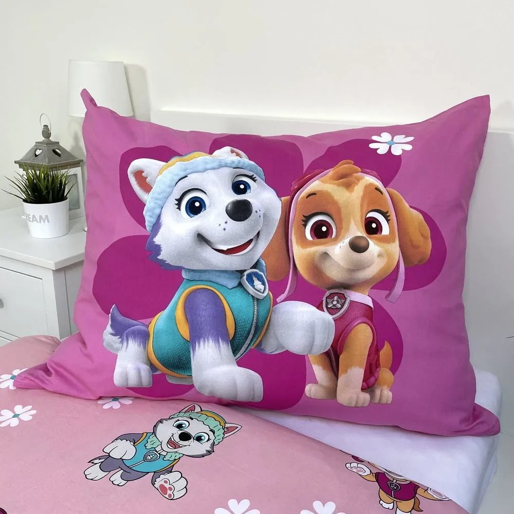 Set copripiumino e federa da bambini rosa in cotone per letto singolo 140x200 cm Paw Patrol "Heroic" – Jerry Fabrics