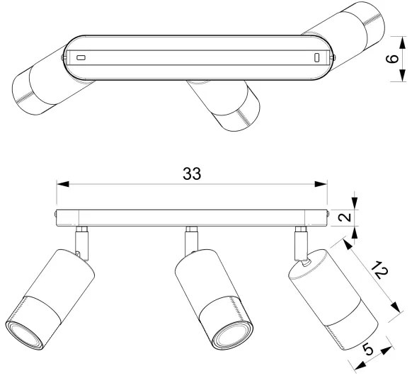 Faretto LINK 3xGU10/8W/230V nero/ottone