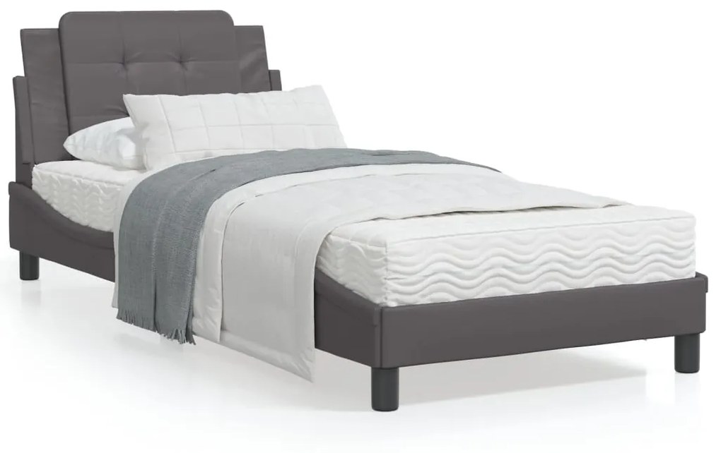 Letto Con Materasso Grgio 80x200 Cm İn Similpelle /