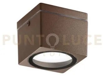 Plafoniera tower corten quadrata 1 luce attacco gx53 ip54 9x9x7,2cm