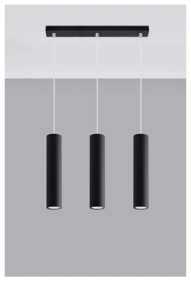 Lampadario nero in metallo Castro – Sollux