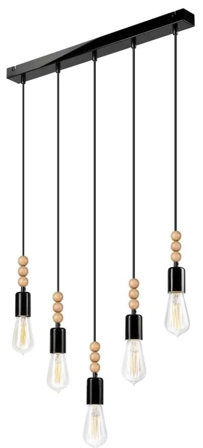 Lampadario a cavo SIMON 5xE27/60W/230V nero