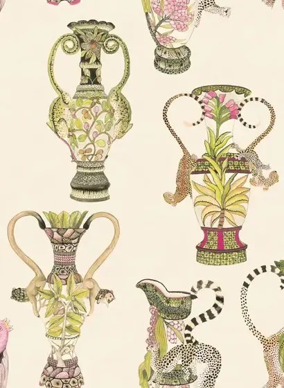 Cole & Son Carta da parati Khulu Vases - Cream/ Multi