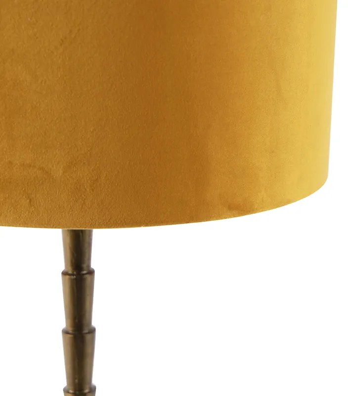 Lampada da tavolo Art Déco con paralume in velluto giallo 35 cm - Pisos