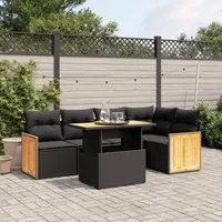 Set Divano da Giardino 6 pz con Cuscini Nero in Polyrattan 3273946