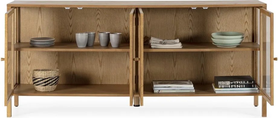 Vetrina di colore naturale con effetto rovere 180x80x40 cm Ceci – MOME