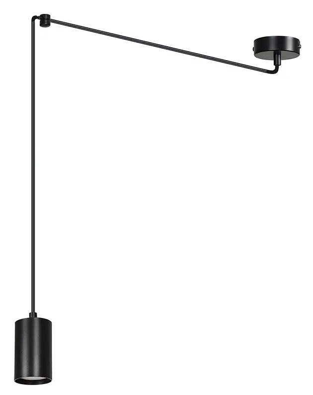 Sospensione A Ragno In Acciaio Nero 1 Luce Tracker Con Cavo 3 Metri