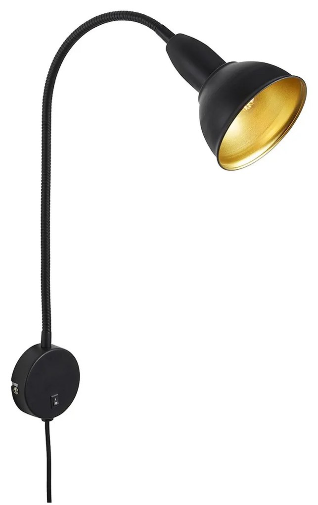 Applique Nordico Hygge Metallo Nero Oro 1 Luce E14