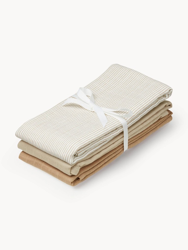 Set di 3 panni in cotone organico Camel