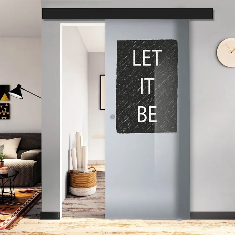 Porta scorrevole Let it be in cristallo, L 88 x H 215 cm, con binario Atelier nero