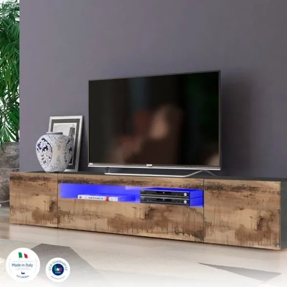 Mobile Porta TV Basso 200x40x36 Con 3 Ante Ardesia Effetto Legno Daiquiri