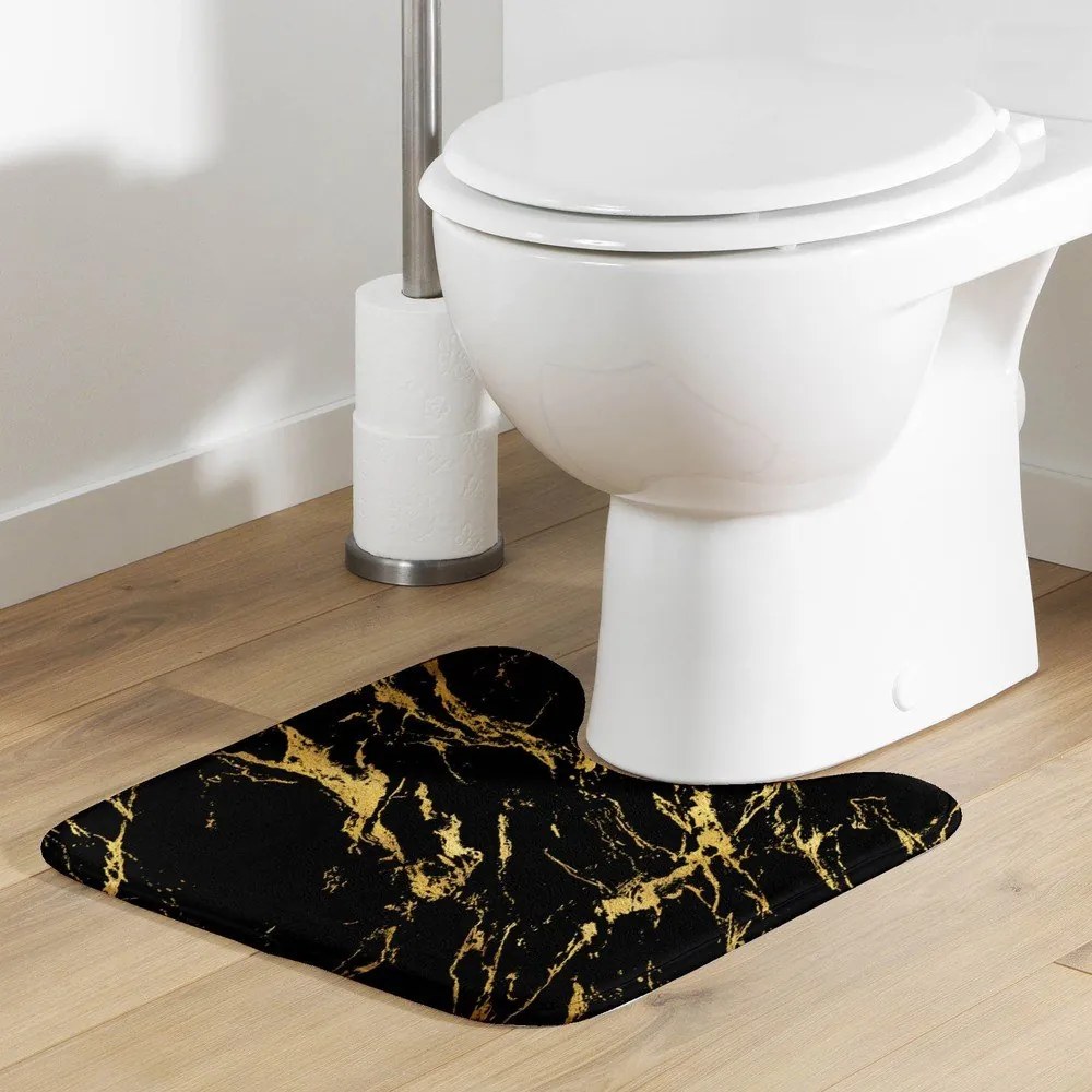 Tappetino per il bagno nero/dorato 45x45 cm Aquamarbre – douceur d'intérieur