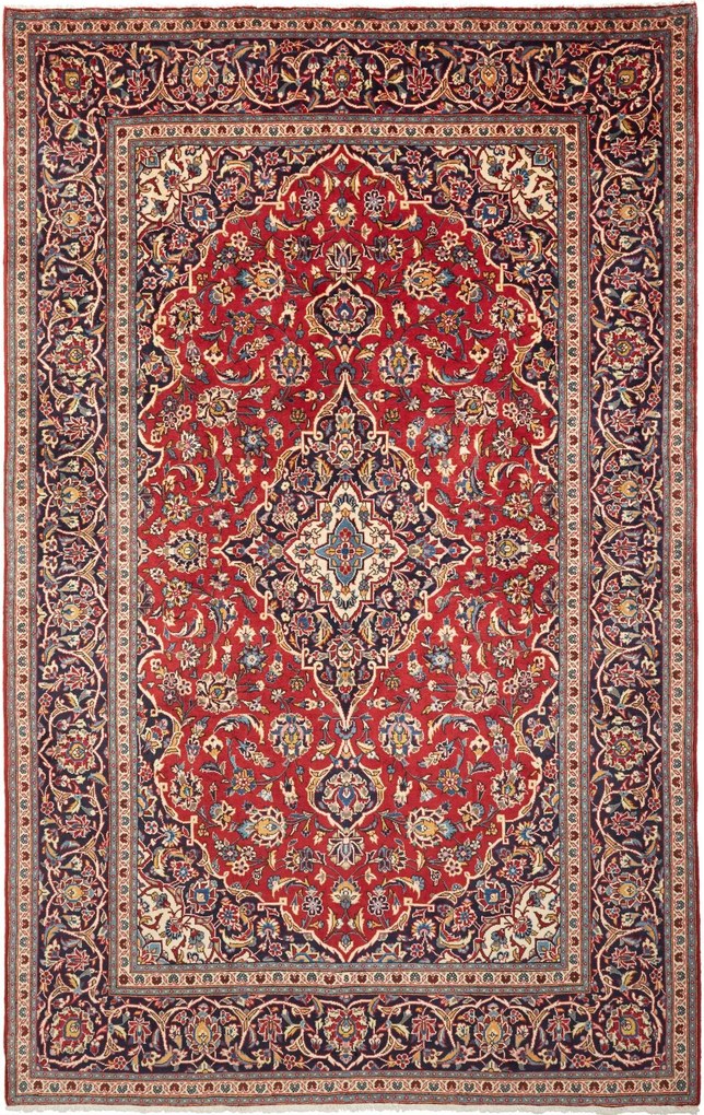 Kashan Tappeto 200 x 310 Blu (Iran) Annodato A Mano