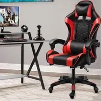 Sedia Gaming Nero e Rosso con Cuscino Poggiatesta Lombare Poltrona da Scrivania