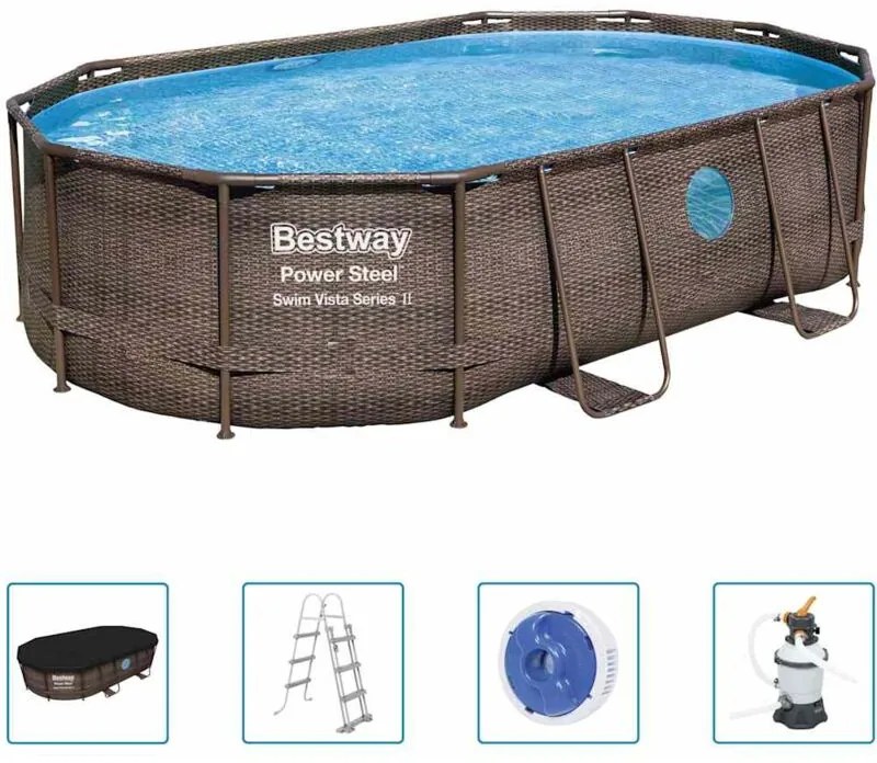 Set Piscina Power Steel 488x305x107 cm Bestway