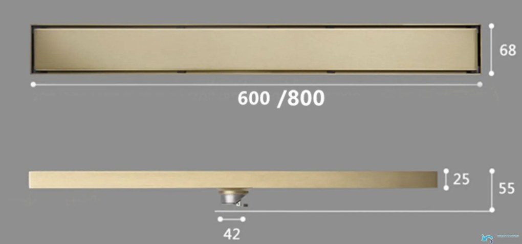 Canalina di scarico EYN GBK1004 in oro opaco, 60 o 80 cm — 80 cm