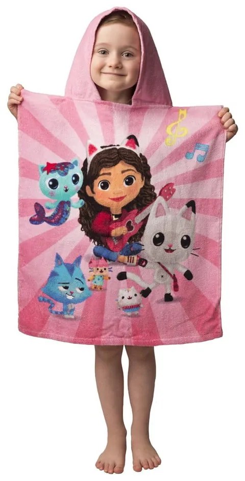 Poncho per bambini rosa in cotone 3-8 anni Gabby´s Dollhouse – Jerry Fabrics